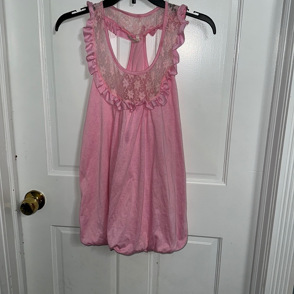 Blu heaven pink lace racerback tank top size large